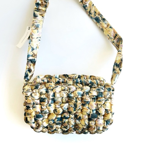 Anthropologie Daily Practice Woven Velvet Crossbody Bag in Neutral Motif - Picture 2 of 7